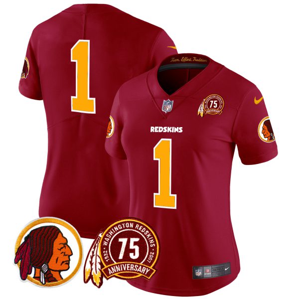 Women's Washington Redskins 75th Patch Throwback Vapor Limited Jersey - All Stitched - Image 36