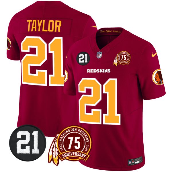 Men's Washington Redskins 75th & Sean Taylor Patch Vapor Limited Jersey - All Stitched - Image 2