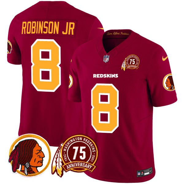 Men's Washington Redskins 75th Patch Throwback Vapor Limited Jersey - All Stitched - Image 2