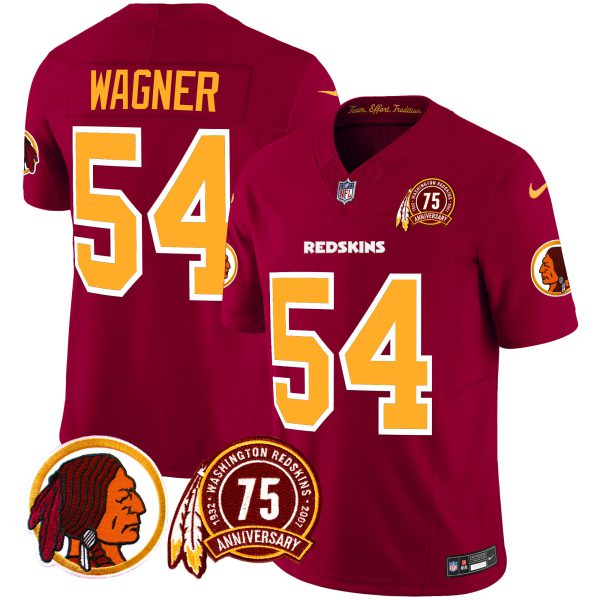 Men's Washington Redskins 75th Patch Throwback Vapor Limited Jersey - All Stitched - Image 4