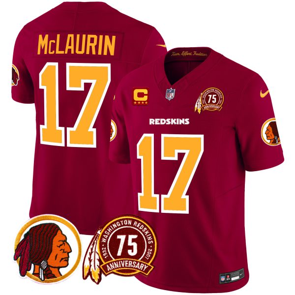 Men's Washington Redskins 75th Patch Throwback Vapor Limited Jersey - All Stitched - Image 5