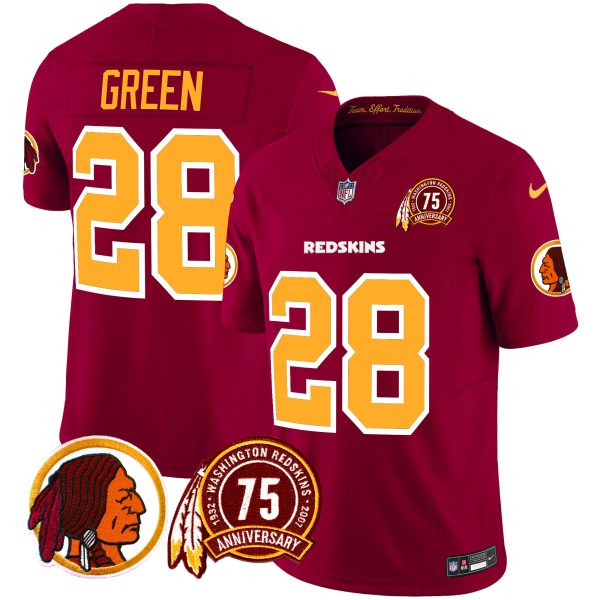 Men's Washington Redskins 75th Patch Throwback Vapor Limited Jersey - All Stitched - Image 7