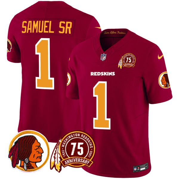 Men's Washington Redskins 75th Patch Throwback Vapor Limited Jersey - All Stitched - Image 9