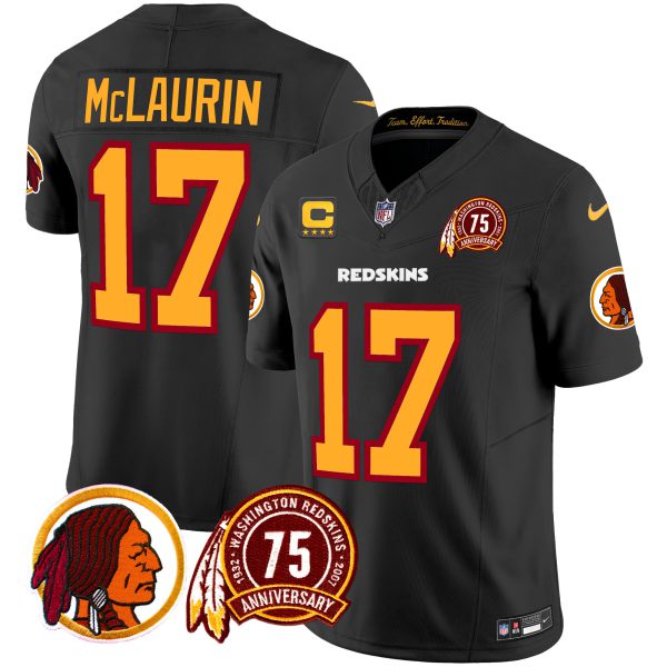Men's Washington Redskins 75th Patch Throwback Vapor Limited Jersey - All Stitched - Image 14