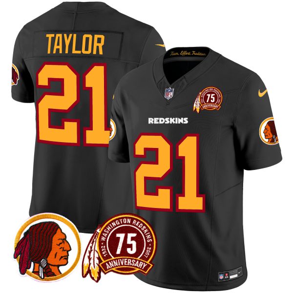 Men's Washington Redskins 75th Patch Throwback Vapor Limited Jersey - All Stitched - Image 15