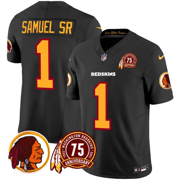 Men's Washington Redskins 75th Patch Throwback Vapor Limited Jersey - All Stitched - Image 18