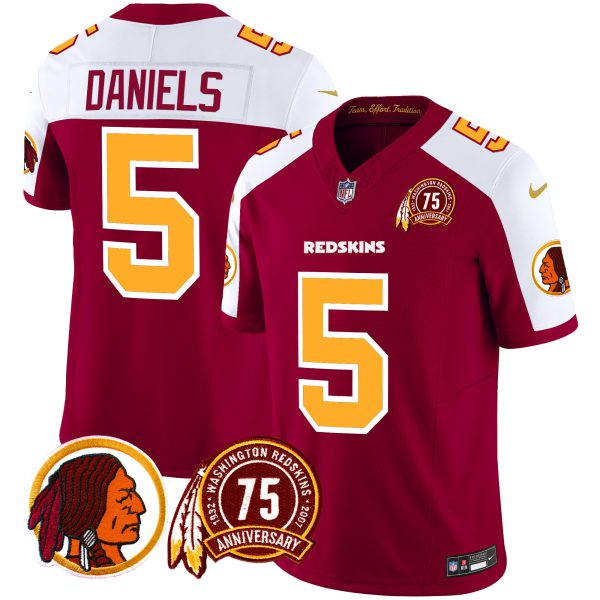 Men's Washington Redskins 75th Patch Throwback Vapor Limited Jersey - All Stitched - Image 28
