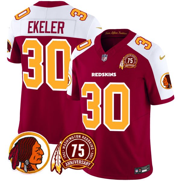 Men's Washington Redskins 75th Patch Throwback Vapor Limited Jersey - All Stitched - Image 30
