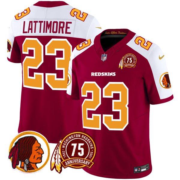 Men's Washington Redskins 75th Patch Throwback Vapor Limited Jersey - All Stitched - Image 35