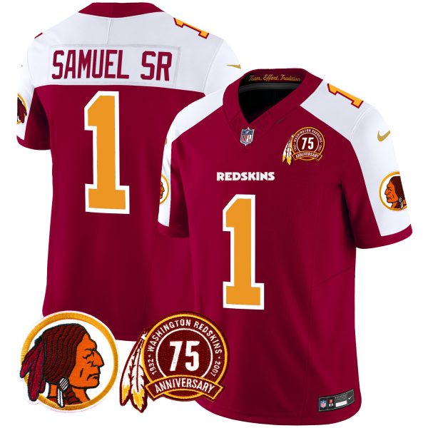 Men's Washington Redskins 75th Patch Throwback Vapor Limited Jersey - All Stitched - Image 36