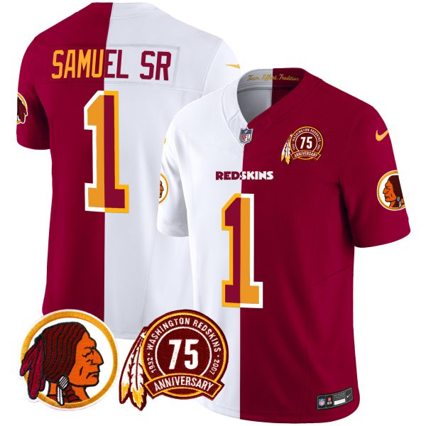 Men's Washington Redskins 75th Patch Throwback Vapor Limited Jersey - All Stitched - Image 54