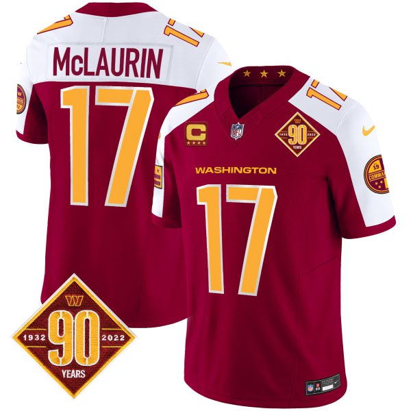 Men's Washington Commanders 90th Anniversary Patch Vapor Jersey V3 - All Stitched - Image 3