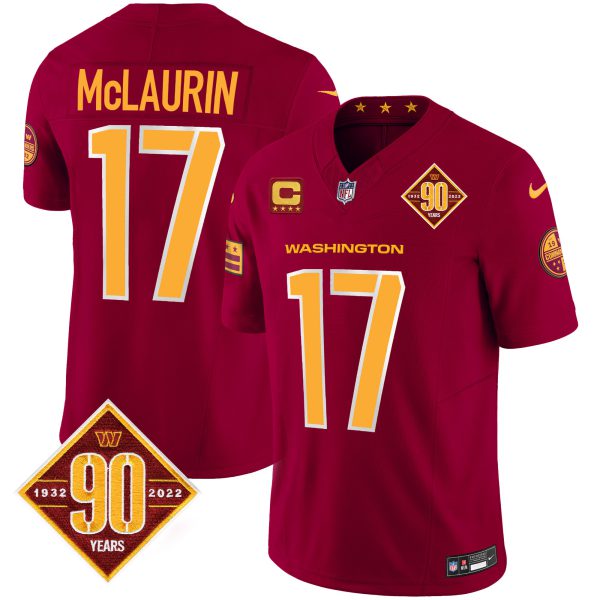 Men's Washington Commanders 90th Anniversary Patch Vapor Jersey V3 - All Stitched - Image 18
