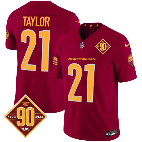 Men's Washington Commanders 90th Anniversary Patch Vapor Jersey V3 - All Stitched - Image 19