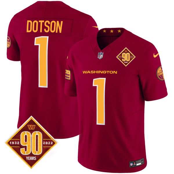 Men's Washington Commanders 90th Anniversary Patch Vapor Jersey V3 - All Stitched - Image 20