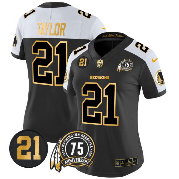 Women's Washington Redskins 75th & Sean Taylor Patch Gold Vapor Limited Jersey - All Stitched - Image 2
