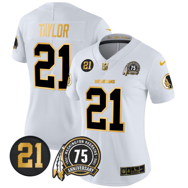 Women's Washington Redskins 75th & Sean Taylor Patch Gold Vapor Limited Jersey - All Stitched - Image 10