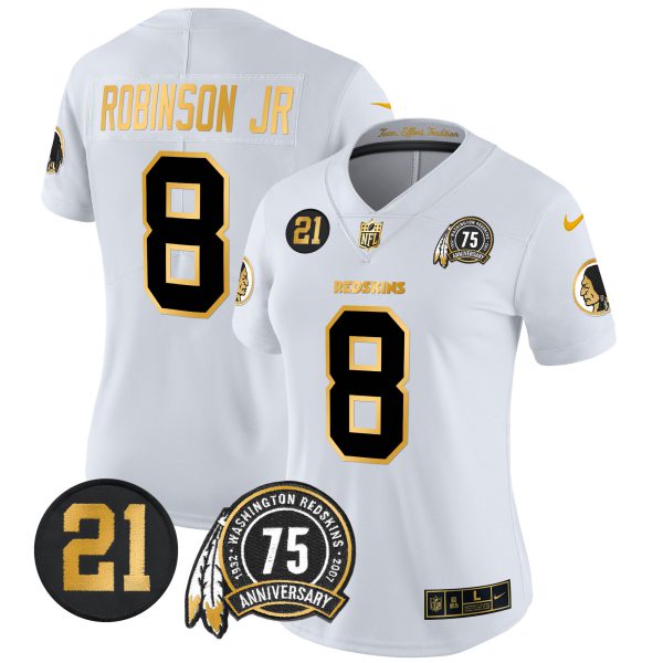 Women's Washington Redskins 75th & Sean Taylor Patch Gold Vapor Limited Jersey - All Stitched - Image 11
