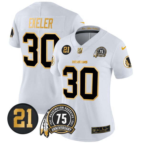 Women's Washington Redskins 75th & Sean Taylor Patch Gold Vapor Limited Jersey - All Stitched - Image 12