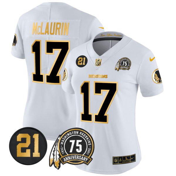 Women's Washington Redskins 75th & Sean Taylor Patch Gold Vapor Limited Jersey - All Stitched - Image 14