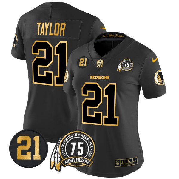 Women's Washington Redskins 75th & Sean Taylor Patch Gold Vapor Limited Jersey - All Stitched - Image 18