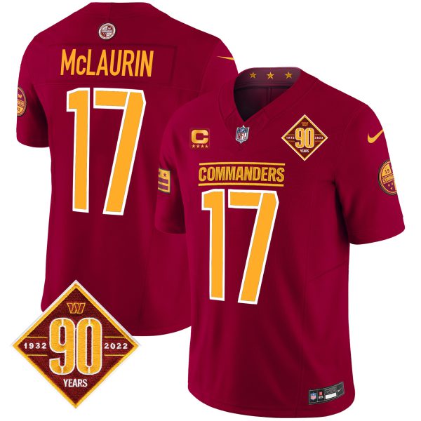 Men's Washington Commanders 90th Anniversary Patch Vapor Limited Jersey - All Stitched - Image 10