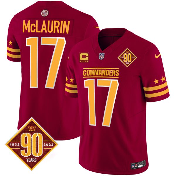Men's Washington Commanders 90th Anniversary Patch Vapor Limited Jersey - All Stitched - Image 13