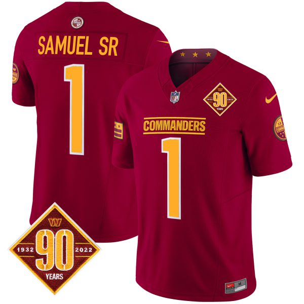 Men's Washington Commanders 90th Anniversary Patch Vapor Limited Jersey - All Stitched - Image 18