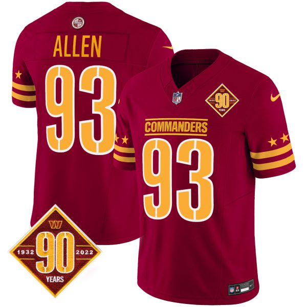 Men's Washington Commanders 90th Anniversary Patch Vapor Limited Jersey - All Stitched - Image 23