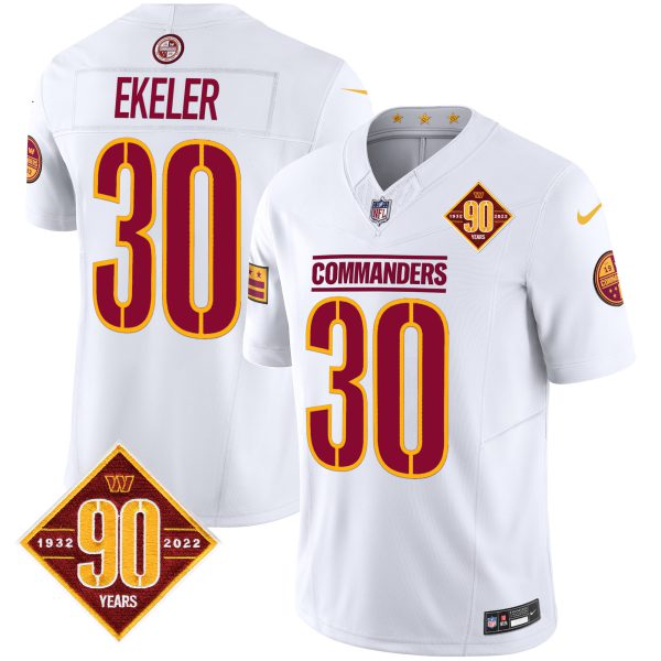 Men's Washington Commanders 90th Anniversary Patch Vapor Limited Jersey - All Stitched - Image 39