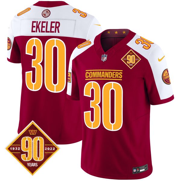 Men's Washington Commanders 90th Anniversary Patch Vapor Limited Jersey - All Stitched - Image 48