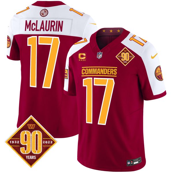 Men's Washington Commanders 90th Anniversary Patch Vapor Limited Jersey - All Stitched - Image 50