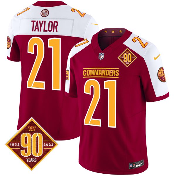 Men's Washington Commanders 90th Anniversary Patch Vapor Limited Jersey - All Stitched - Image 51