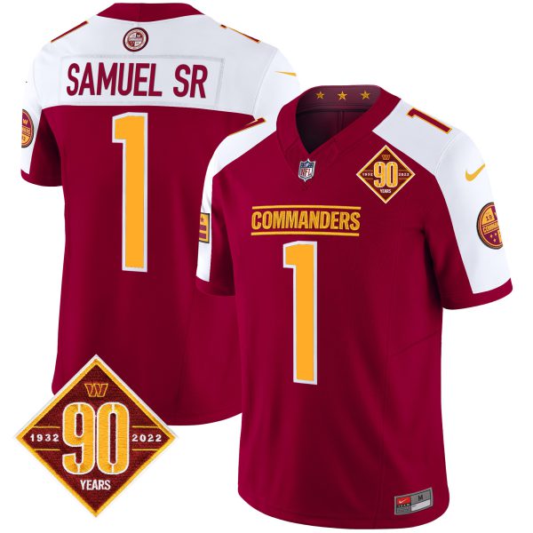Men's Washington Commanders 90th Anniversary Patch Vapor Limited Jersey - All Stitched - Image 54