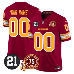 Washington Redskins 75th & Sean Taylor Patch Vapor Limited Custom Jersey V2 - All Stitched
