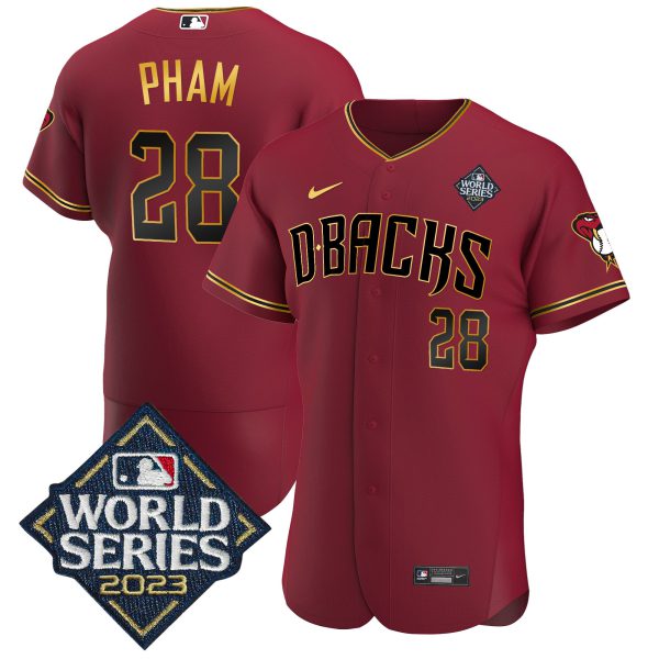 Men's Diamondbacks 2023 World Series Flex Base Gold Jersey V2 - All Stitched - Image 3