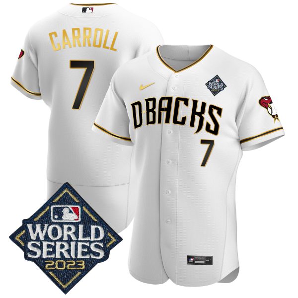 Men's Diamondbacks 2023 World Series Flex Base Gold Jersey V2 - All Stitched - Image 7