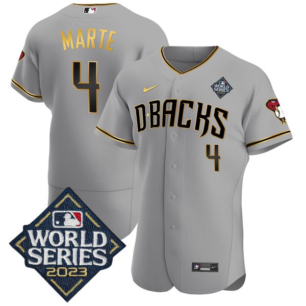 Men's Diamondbacks 2023 World Series Flex Base Gold Jersey V2 - All Stitched - Image 20