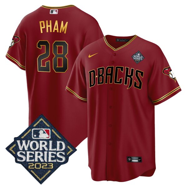 Men's Diamondbacks 2023 World Series Cool Base Gold Jersey V2 - All Stitched - Image 3