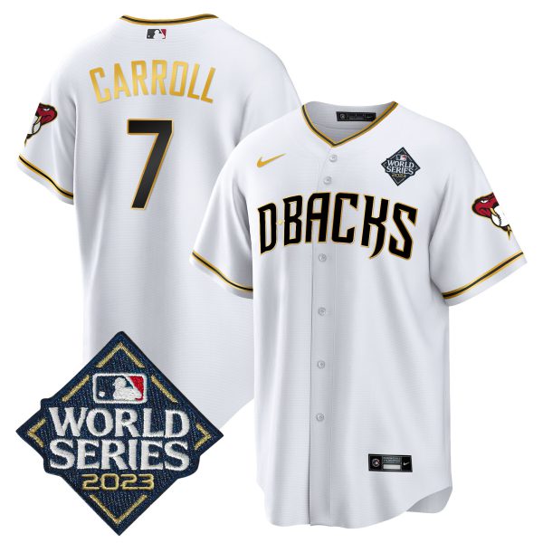 Men's Diamondbacks 2023 World Series Cool Base Gold Jersey V2 - All Stitched - Image 7