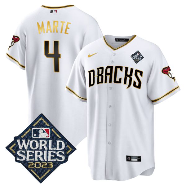 Men's Diamondbacks 2023 World Series Cool Base Gold Jersey V2 - All Stitched - Image 8