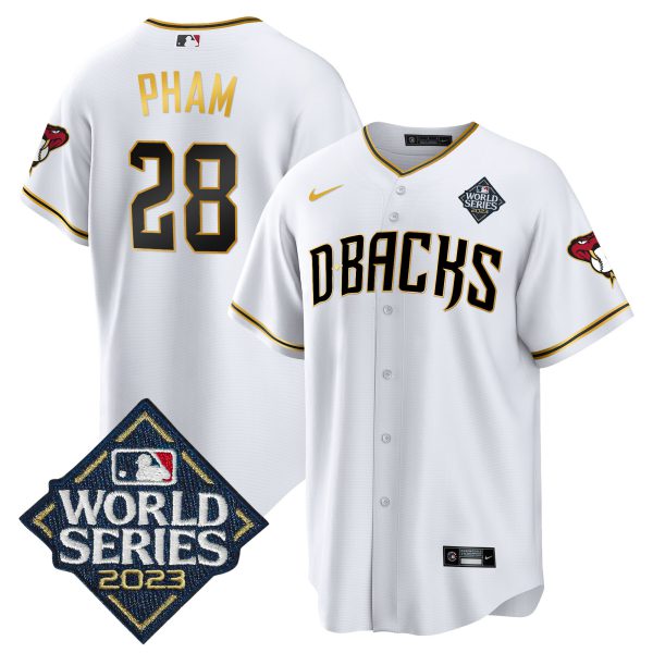 Men's Diamondbacks 2023 World Series Cool Base Gold Jersey V2 - All Stitched - Image 9