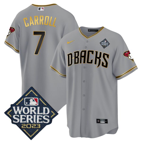 Men's Diamondbacks 2023 World Series Cool Base Gold Jersey V2 - All Stitched - Image 19