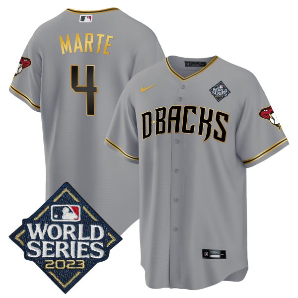 Men's Diamondbacks 2023 World Series Cool Base Gold Jersey V2 - All Stitched - Image 20