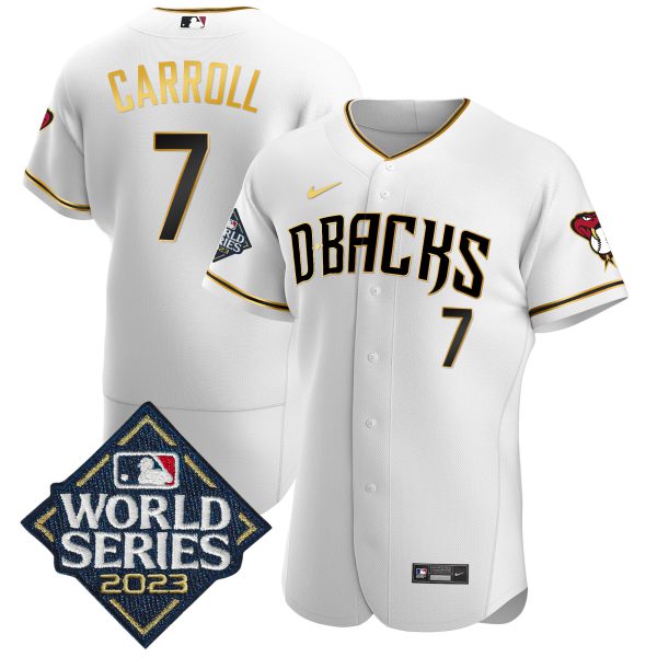 Men's Diamondbacks 2023 World Series Flex Base Gold Jersey - All Stitched - Image 7