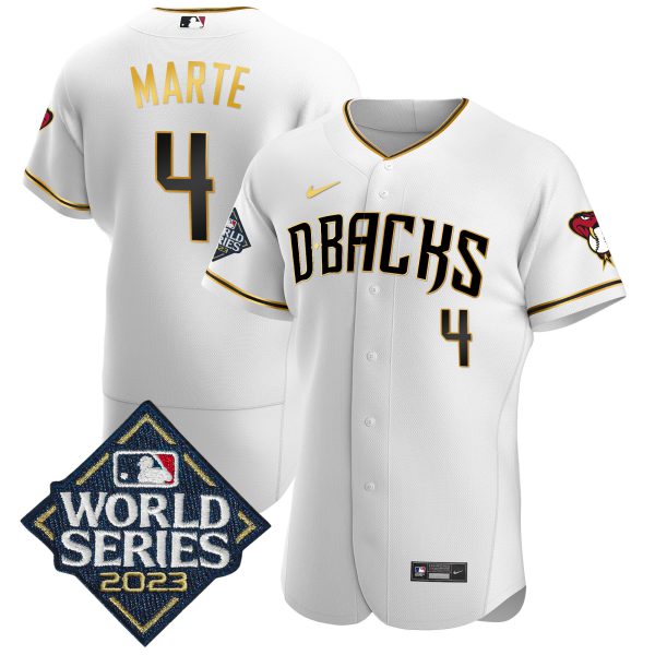 Men's Diamondbacks 2023 World Series Flex Base Gold Jersey - All Stitched - Image 8