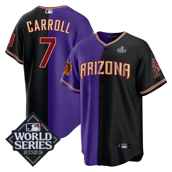 Men's Split Arizona Dbacks - Suns 2023 World Series Patch Jersey - All Stitched - Image 7
