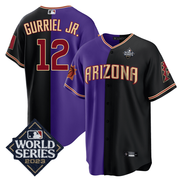 Men's Split Arizona Dbacks - Suns 2023 World Series Patch Jersey - All Stitched - Image 9