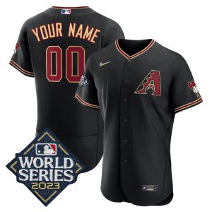 Diamondbacks Black 2023 World Series Custom Jersey - All Stitched