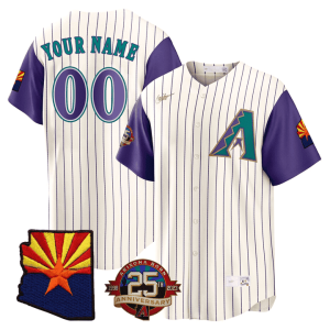 Arizona Diamondbacks Throwback Arizona State & 25th Anniversary Patch Custom Jersey - All Stitched
